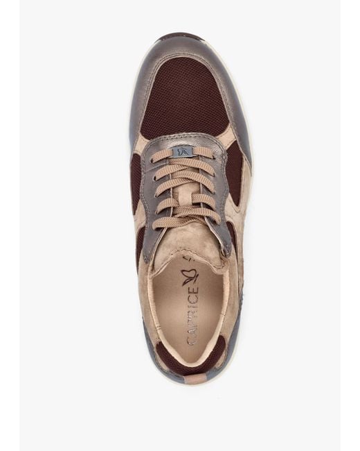 Caprice Brown Multicoloured Leather & Mesh Trainers