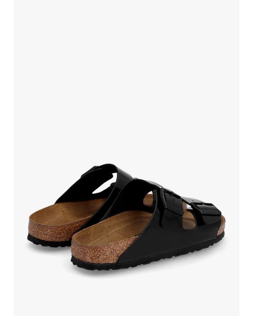 Birkenstock Arizona Birko-flor Black Patent Two Bar Mules