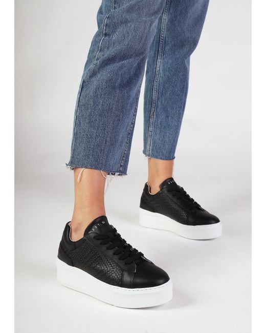Daniel Sibwoven Black Leather Flatform Trainers
