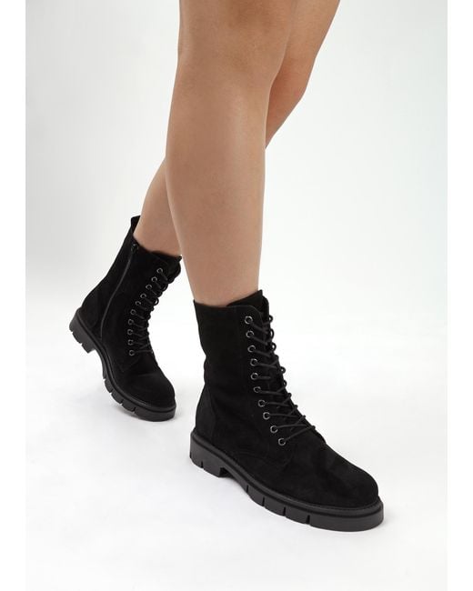 Daniel Lacie Black Suede Lace Up Ankle Boots