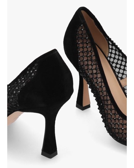 Daniel Alma Black Crystal Mesh Heeled Court Shoes