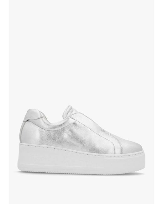 Daniel White Tred Silver Leather Laceless Flatform Trainers