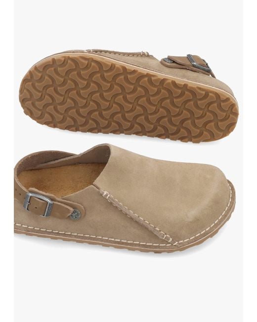 Birkenstock White Lutry Premium Suede Leather Taupe Clogs