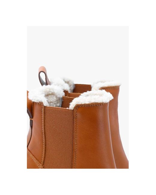 See By Chloé Brown Mallory Tan Leather Shearling Lined Chelsea Boots