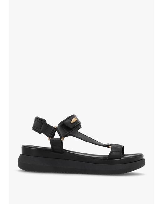 Daniel Mazey Est93 Black Leather Flatform Sandals