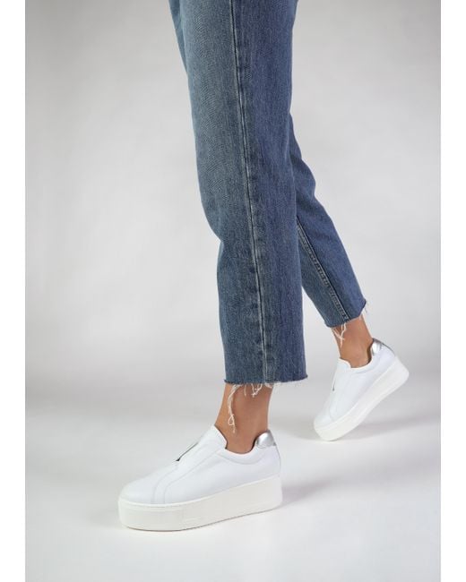 Daniel Tred White Leather Laceless Flatform Trainers