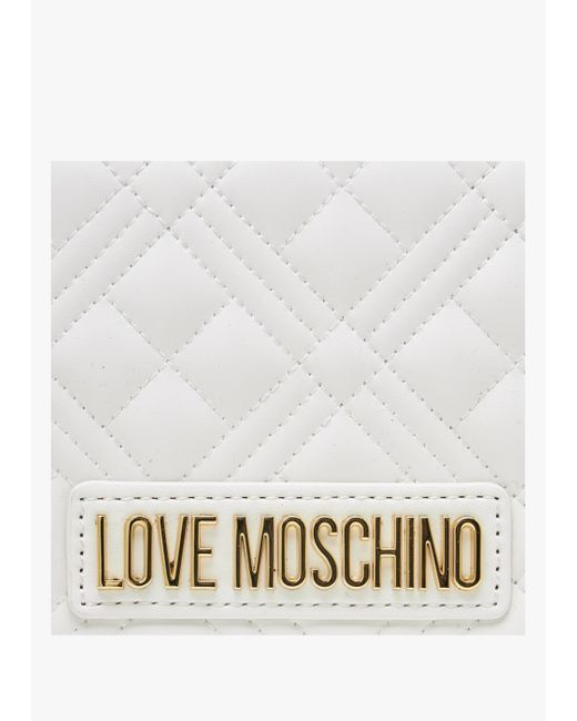 Love Moschino Diamond Quilt Flapover Off White Cross-body Bag