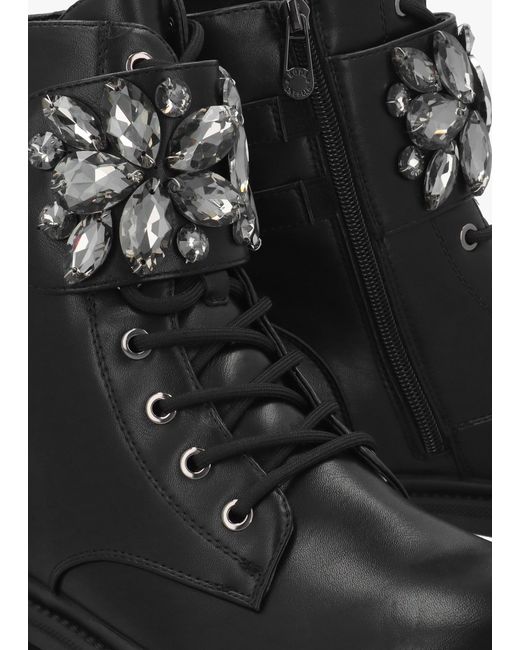 Moda In Pelle Black Oxaria Embellished Biker Boots