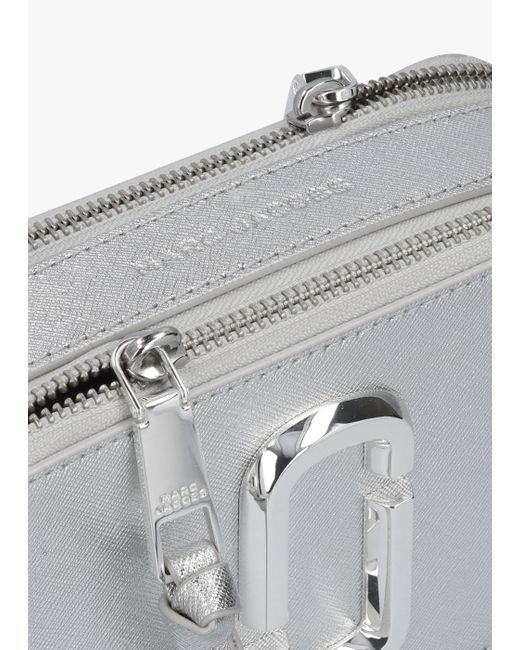 Marc Jacobs White The Metallic Slingshot Silver Leather Shoulder Bag