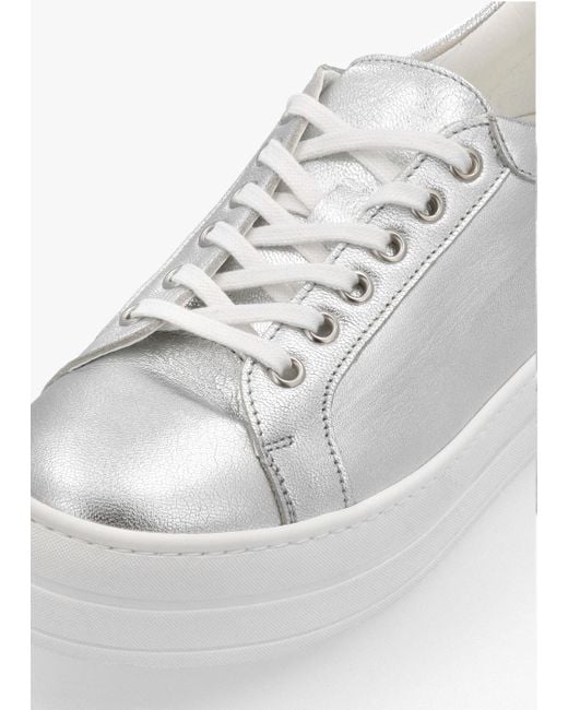 Daniel White Piccadilly Circus Silver Leather Flatform Trainers
