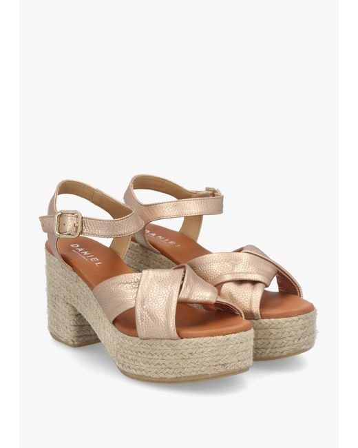 Daniel Natural Jelly Rose Cross Strap Jute Block Heel Sandals