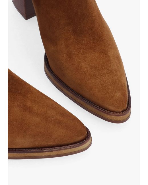 Alpe Brown Astrid Rouched Block Heel Knee Boots