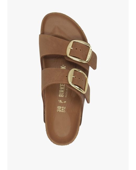 Birkenstock Brown Arizona Big Buckle Tan Leather Two Bar Mules