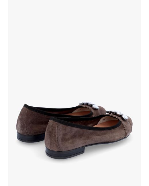 Daniel White Linky Grey Suede Embellished Ballet Pumps