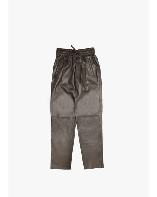Oakwood Gray Gift Brown Leather Drawstring Trousers