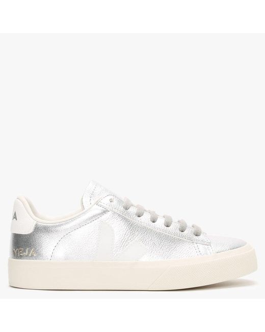 Veja Leather Campo Silver White Trainers in Silver Leather (Metallic) |  Lyst UK