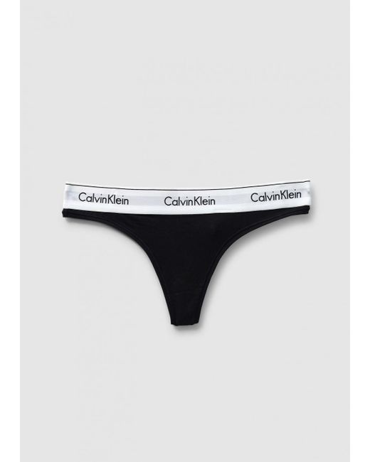 Calvin Klein Black Ck Underwear Modern Cotton Mid Rise Thong