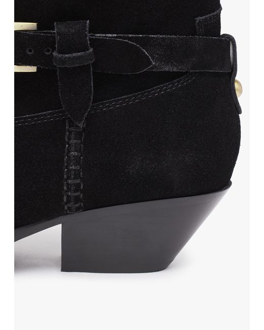 Daniel Esmena Black Suede Western Ankle Boots