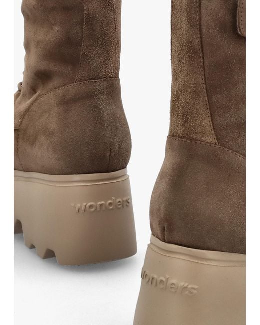 Wonders Brown Cleated Wedge Ankle Boots