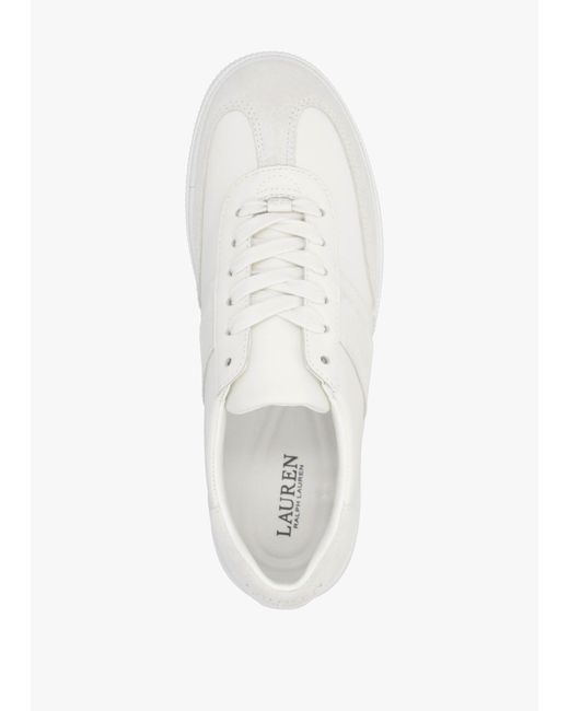 Ralph Lauren White Braylee Bianco Leather & Suede Trainers