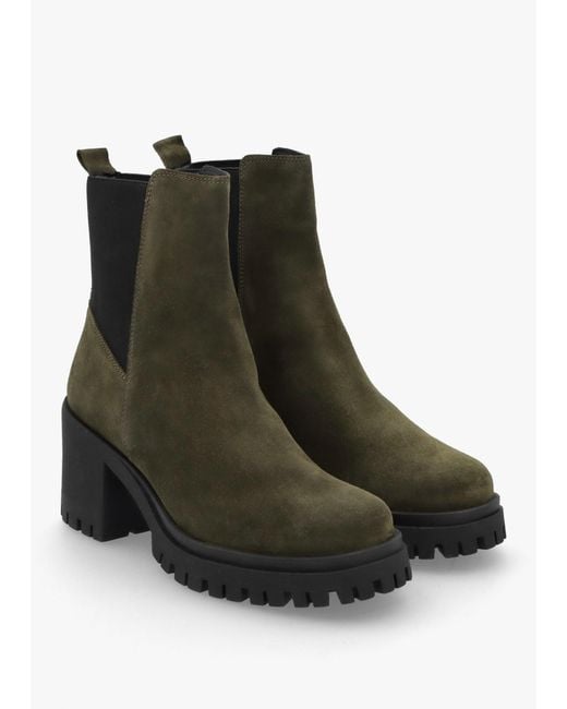 Daniel Brown Luxor Green Suede Block Heel Chelsea Boots