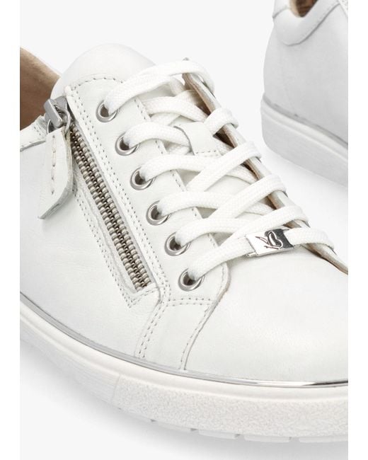 Caprice White Leather Side Zip Trainers