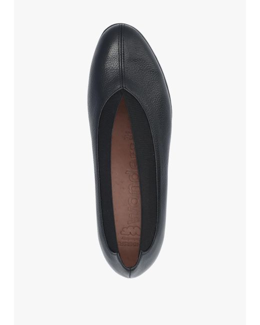 Wonders Gray Agadir Black Leather Wedge Shoes