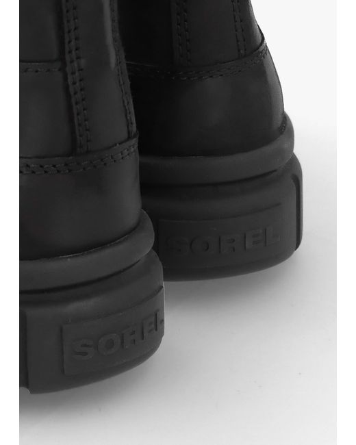 Sorel Women's Explorer Strttm Black Black Leather Lace Up Boots