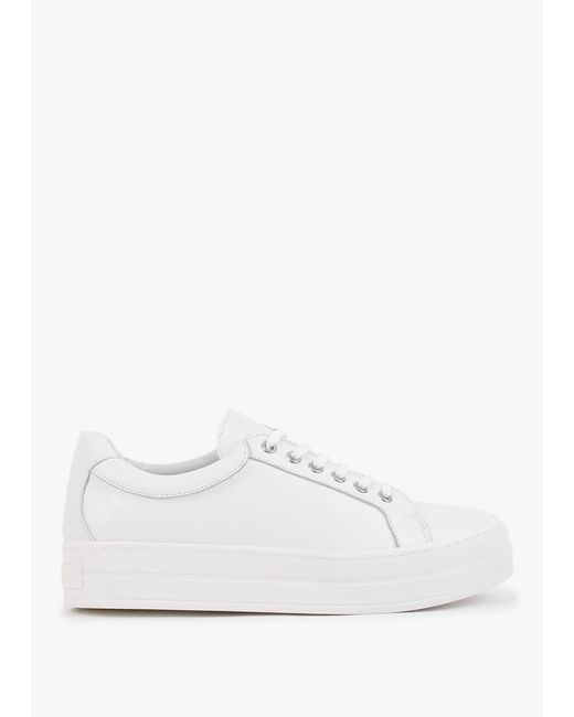 Daniel Piccadilly Circus White Leather Flatform Trainers