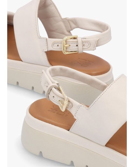 Moda In Pelle White Netty Cream Leather Chunky Sandals