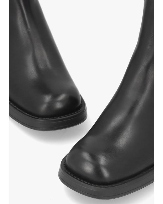 Daniel Black Curved Square Toe Block Heel Chelsea Boots