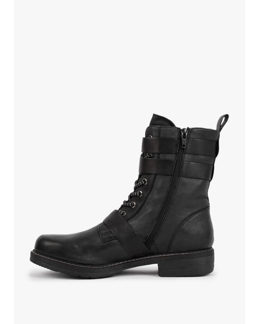 Manas Black Leather Buckled Ankle Boots