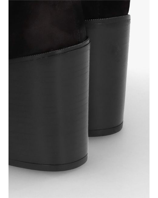 Alpe Black Astrid Rouched Block Heel Knee Boots