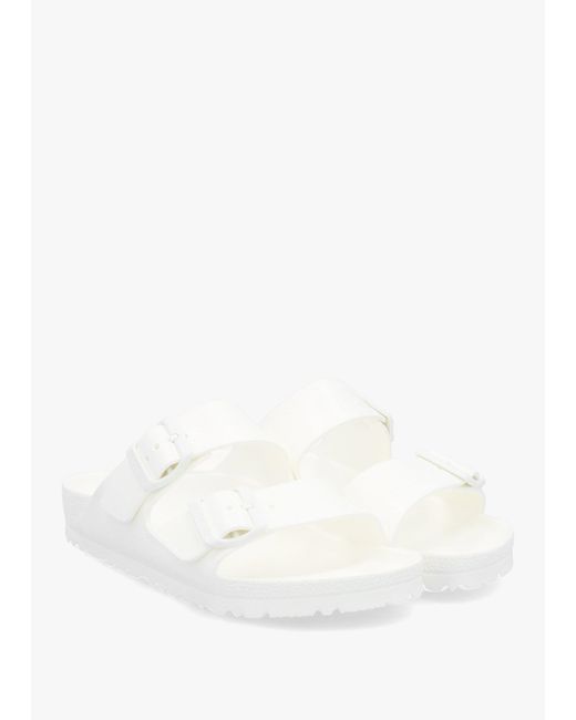 Birkenstock White Arizona Eva Two Bar Mules , Fabric