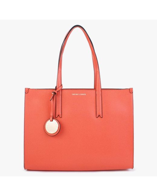 Emporio Armani Frida Ii Orange Black Textured Shopper Bag Lyst Canada