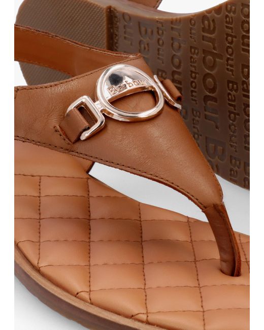 Barbour Brown Vivienne Cognac Leather Toe Post Sandals