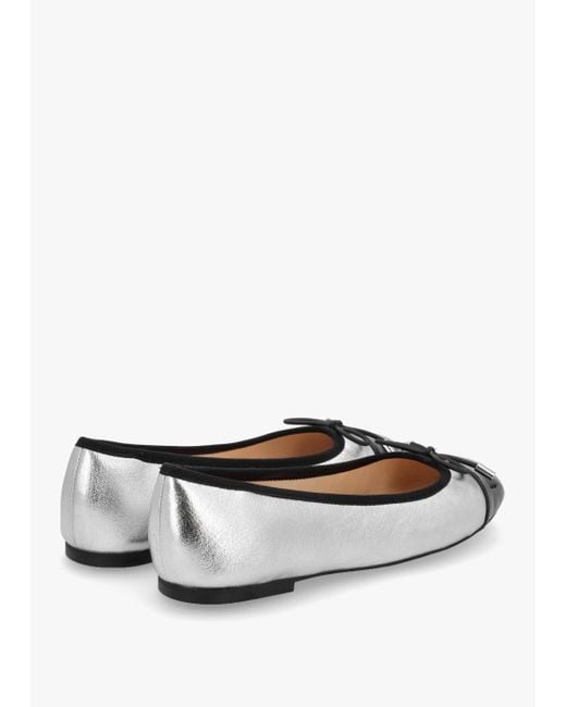 Daniel White Iball Silver Leather Patent Toe Cap Ballet Pumps