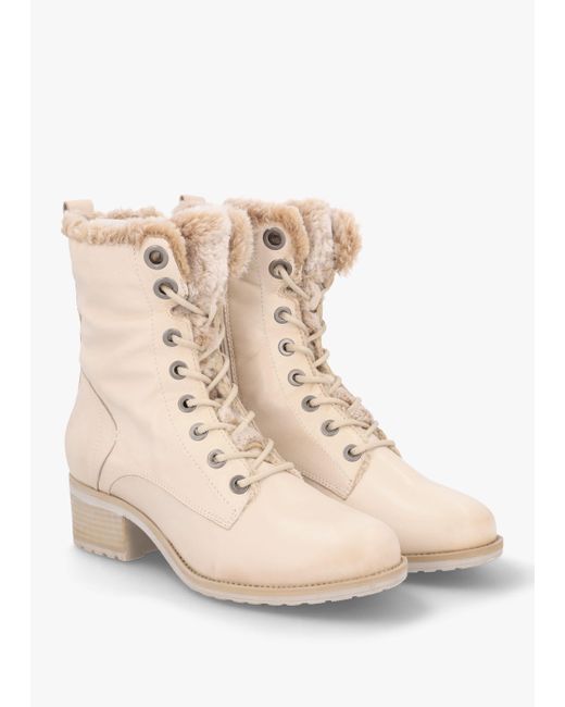 Moda In Pelle Natural Alpinne Cream Leather Tall Ankle Boots