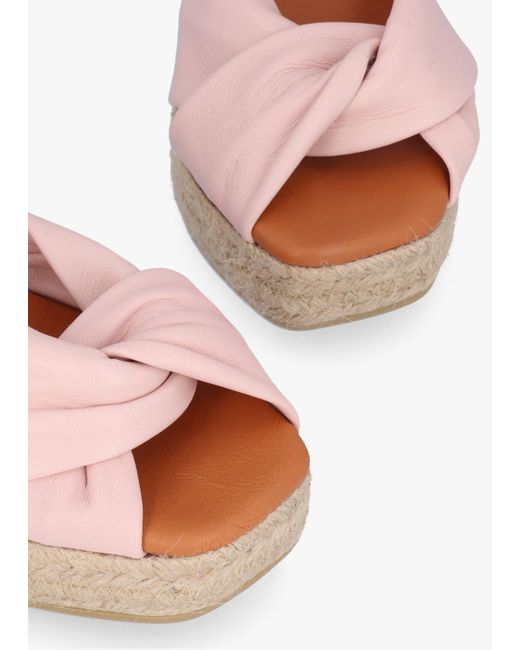 Daniel Kimberly Pink Leather Knotted Wedge Espadrille Sandals