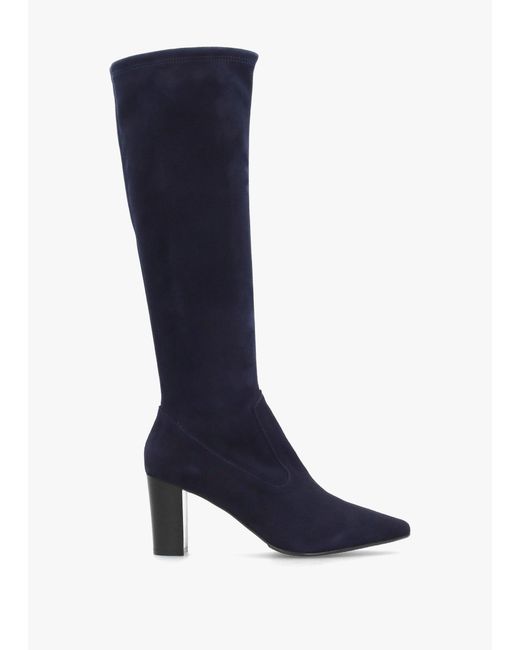 Daniel Blue Block Heel Knee Boots