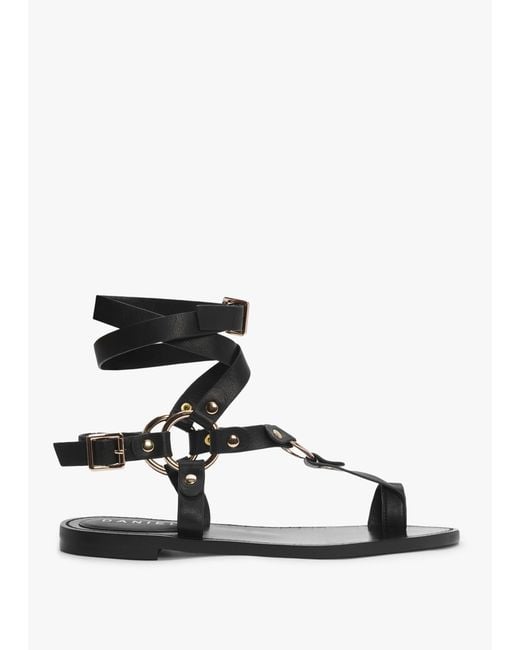 Daniel Sophie Black Leather Ankle Tie Sandals