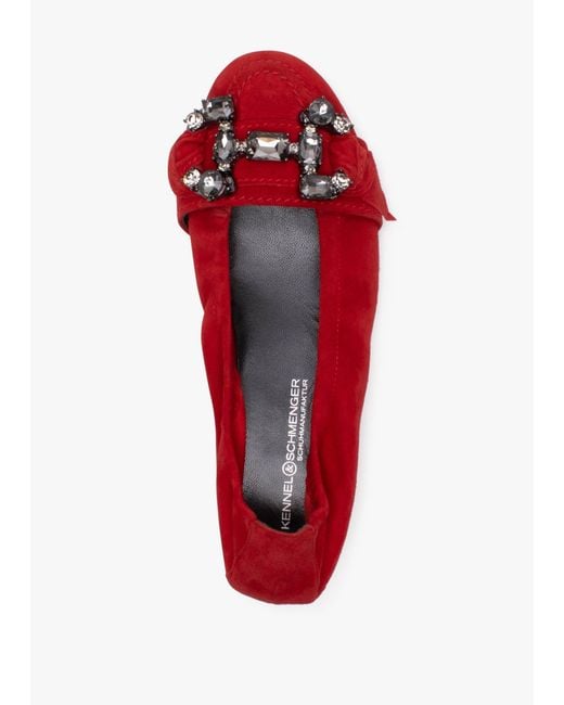 Kennel & Schmenger Red Malu Jewel Embellished Rosso Smoke Suede Pumps