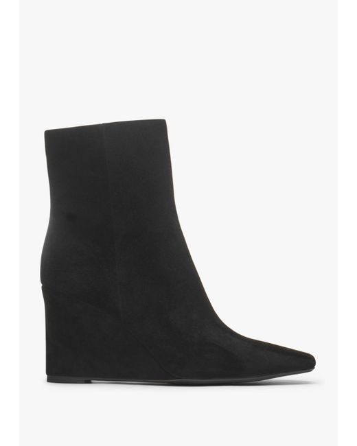 Daniel Spire Black Suede Wedge Ankle Boots
