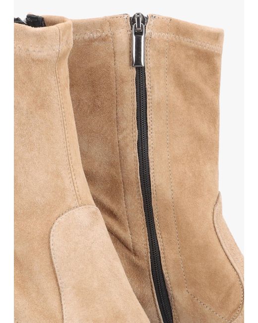 Evaluna Natural Kaky Suede Block Heel Ankle Boots