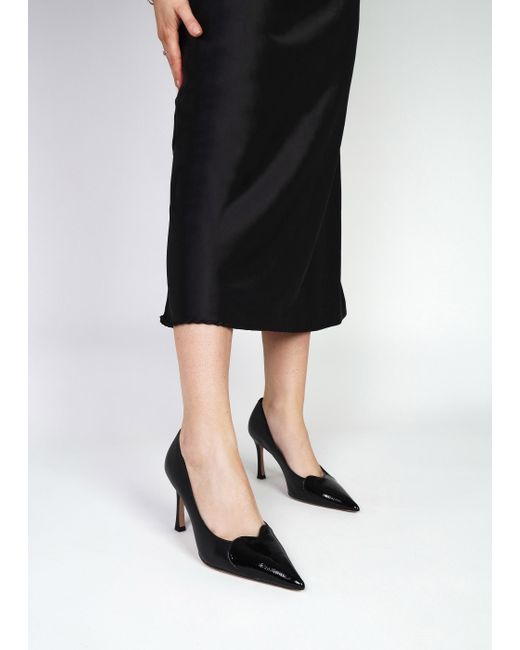 Daniel Elove Black Leather Heart Toe Cap Court Shoes