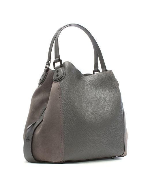 COACH Edie 42 Grey Leather Shoulder Bag in Gray | Lyst