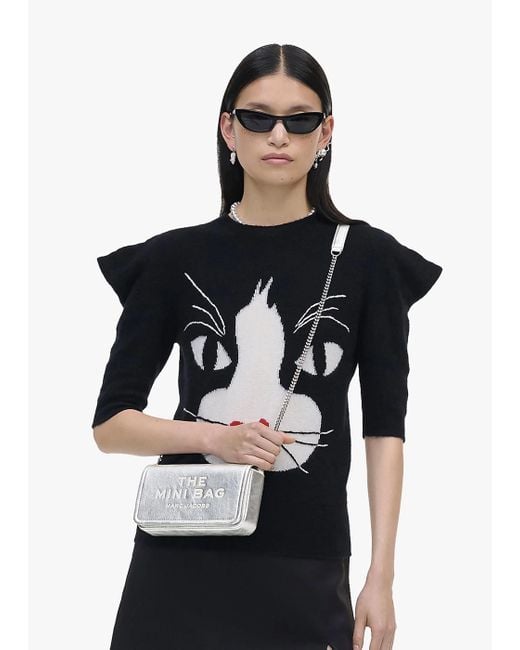 Marc Jacobs White The Metallic Leather Chain Silver Mini Cross-body Bag