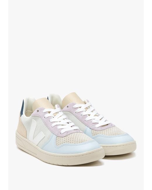 Veja White V-10 Suede Jade Multico Trainers