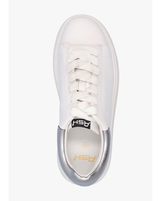 Ash Moby White Dark Silver Leather Trainers