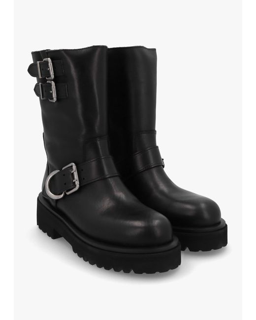 Alpe Black Atom Chunky Biker Boots